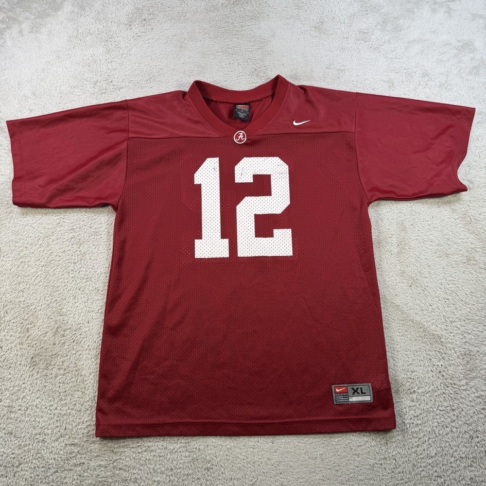 Nike Alabama Crimson Tide Jersey Youth XL Red Football #12 Mesh Shirt Boys NCAA